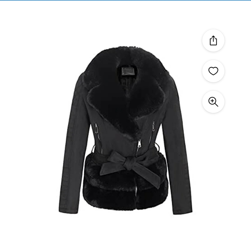 Giolshon Women's Faux Suede Leather Jacket, Motorcycle Short Coat with Faux Fur